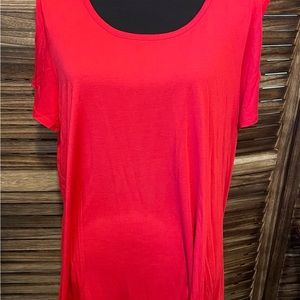 Red cold shoulder top